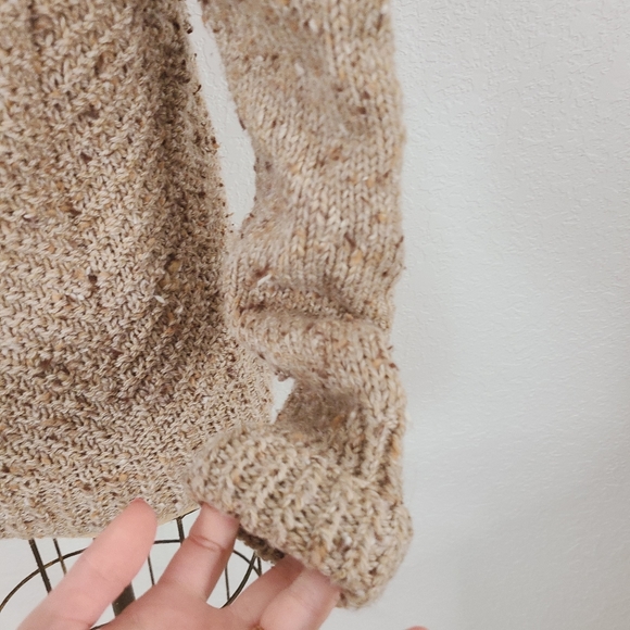 Vintage Marled Knit Mock Neck Puff Sleeve Sweater - Picture 5 of 9